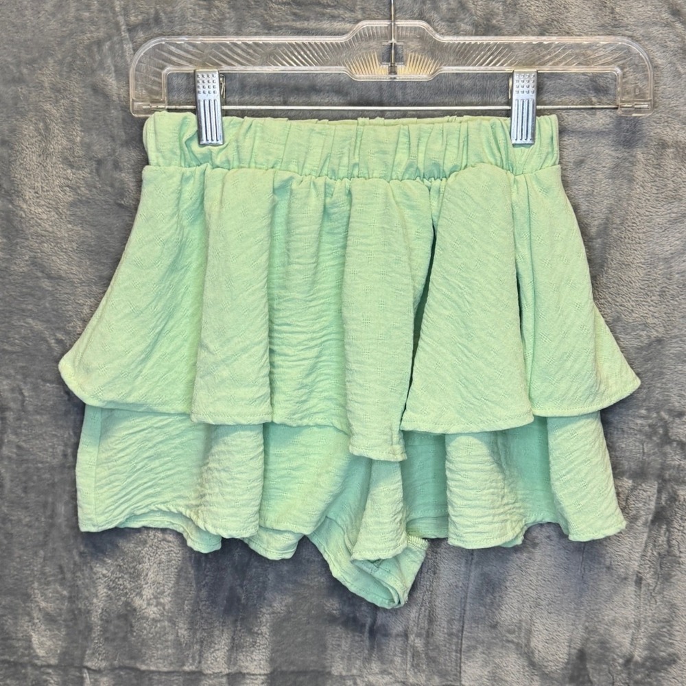 2249 | Altar'd State Tiered Ruffle Mini Skort Sage Boho Cottagecore Women XS